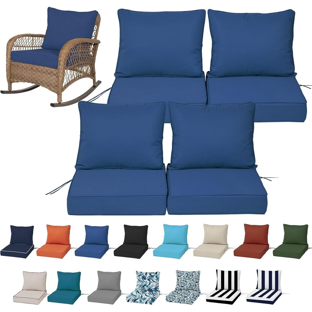 Outdoor Furniture Fabric Waterproof - مجموعة من 4 وسائد مقاعد عميقة