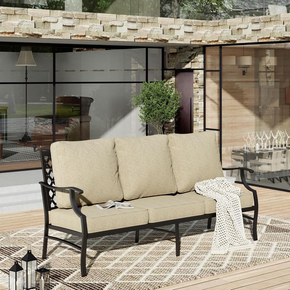 Outdoor Furniture Rattan - أثاث الفناء الخارجي، أريكة خارجية بثلاثة