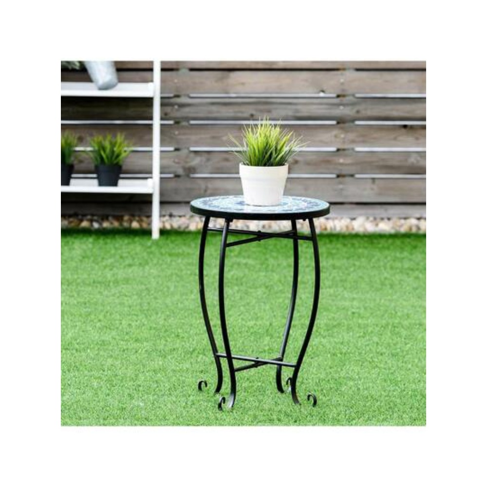 Outdoor Furniture Balcony - طاولة جانبية داخلية وخارجية بتصميم الفسيفساء،