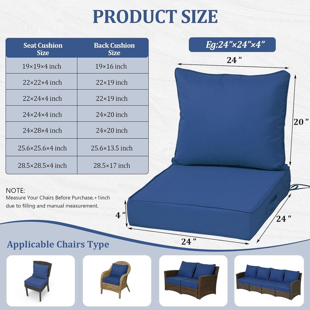 مجموعة من 4 وسائد مقاعد عميقة  - مراجعة Outdoor Furniture Fabric Waterproof وسعره
