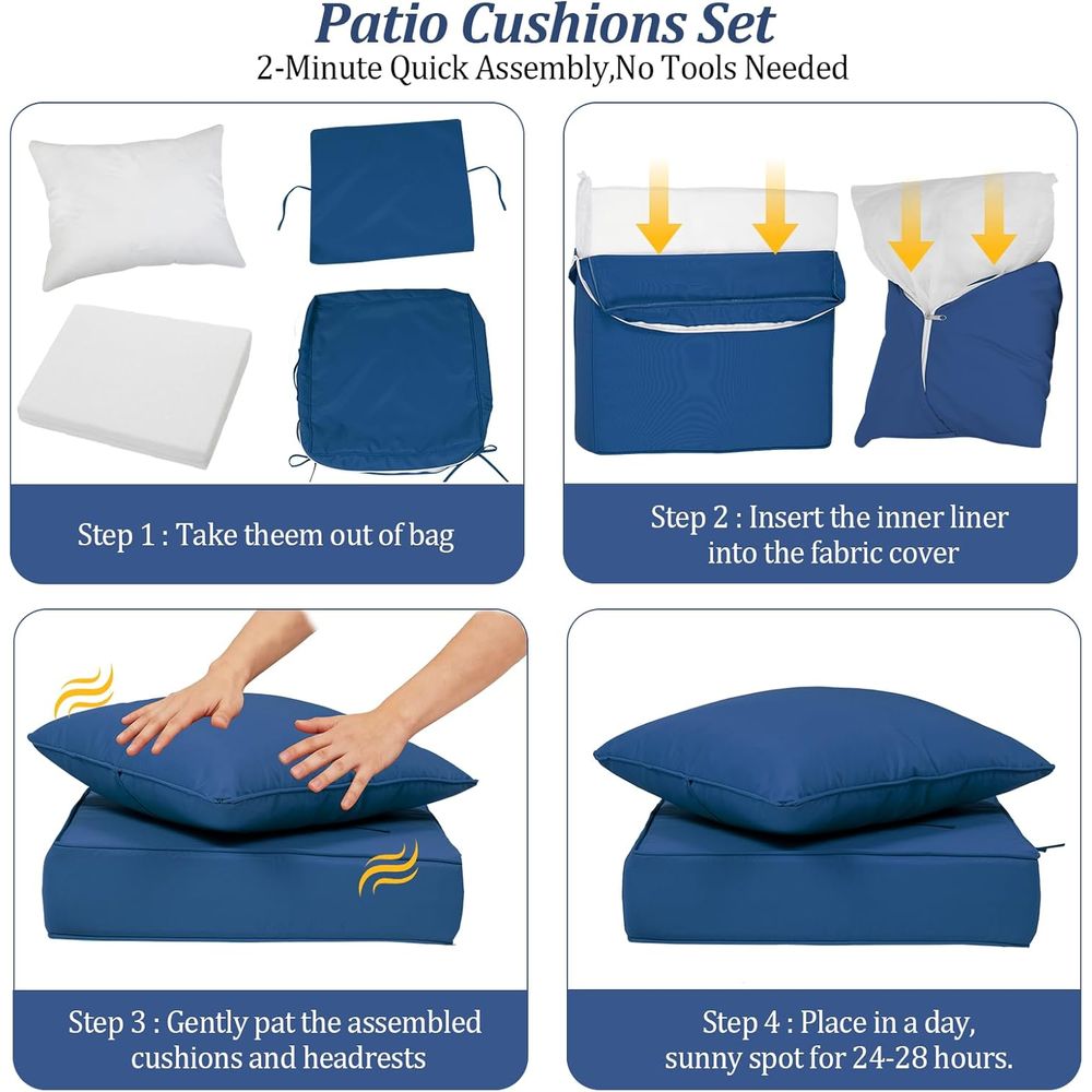 مجموعة من 4 وسائد مقاعد عميقة  - مراجعة Outdoor Furniture Fabric Waterproof وسعره