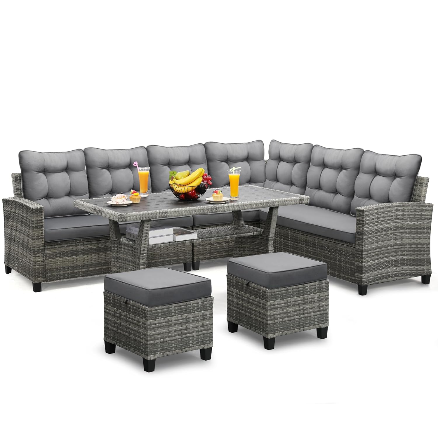 طقم أثاث للفناء مكون من 6 قطع، - مراجعة Outdoor Furniture Dining Set وسعره