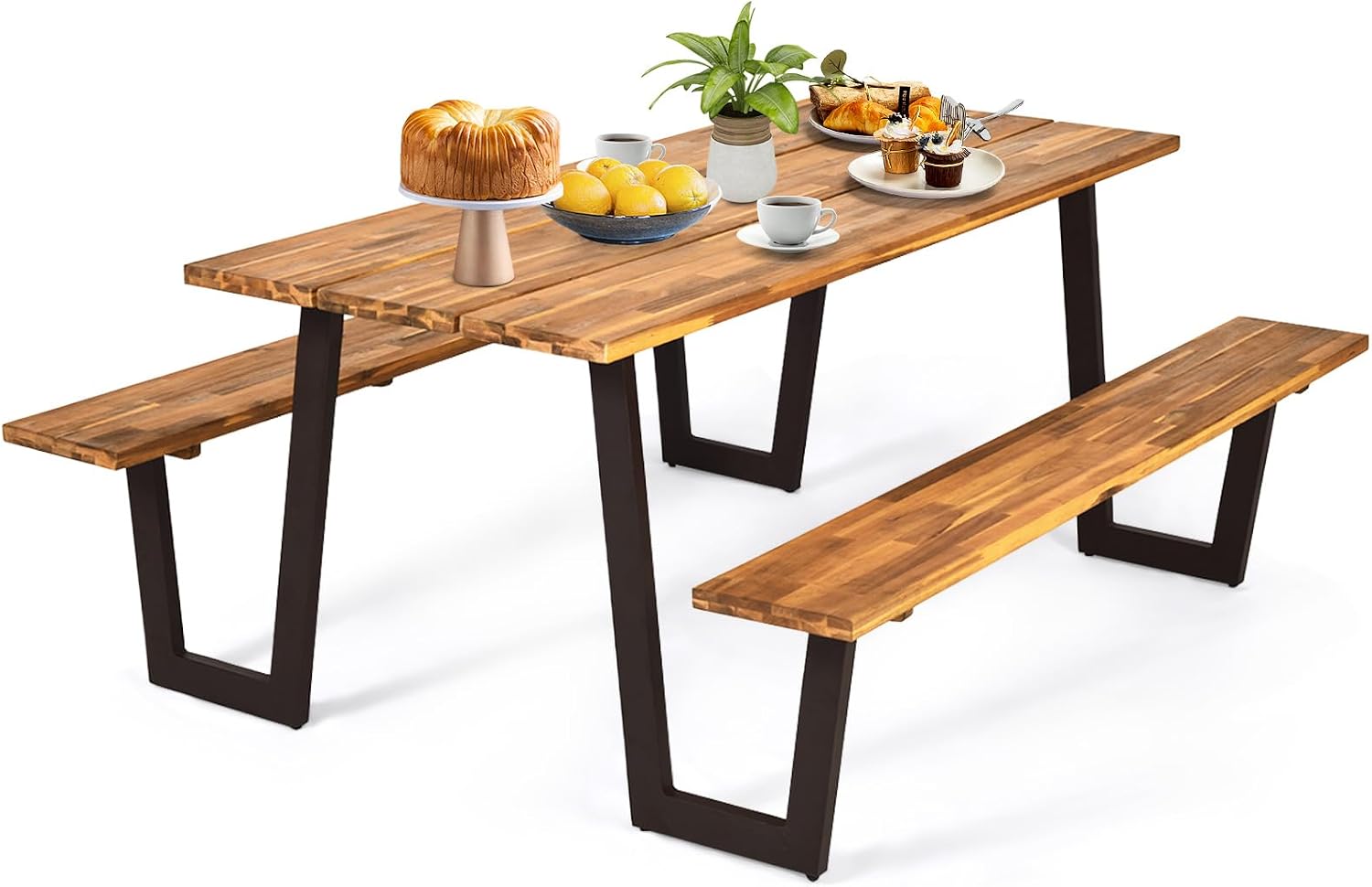 طقم طاولة ومقاعد للنزهات من خش - مراجعة Outdoor Furniture Dining Set وسعره