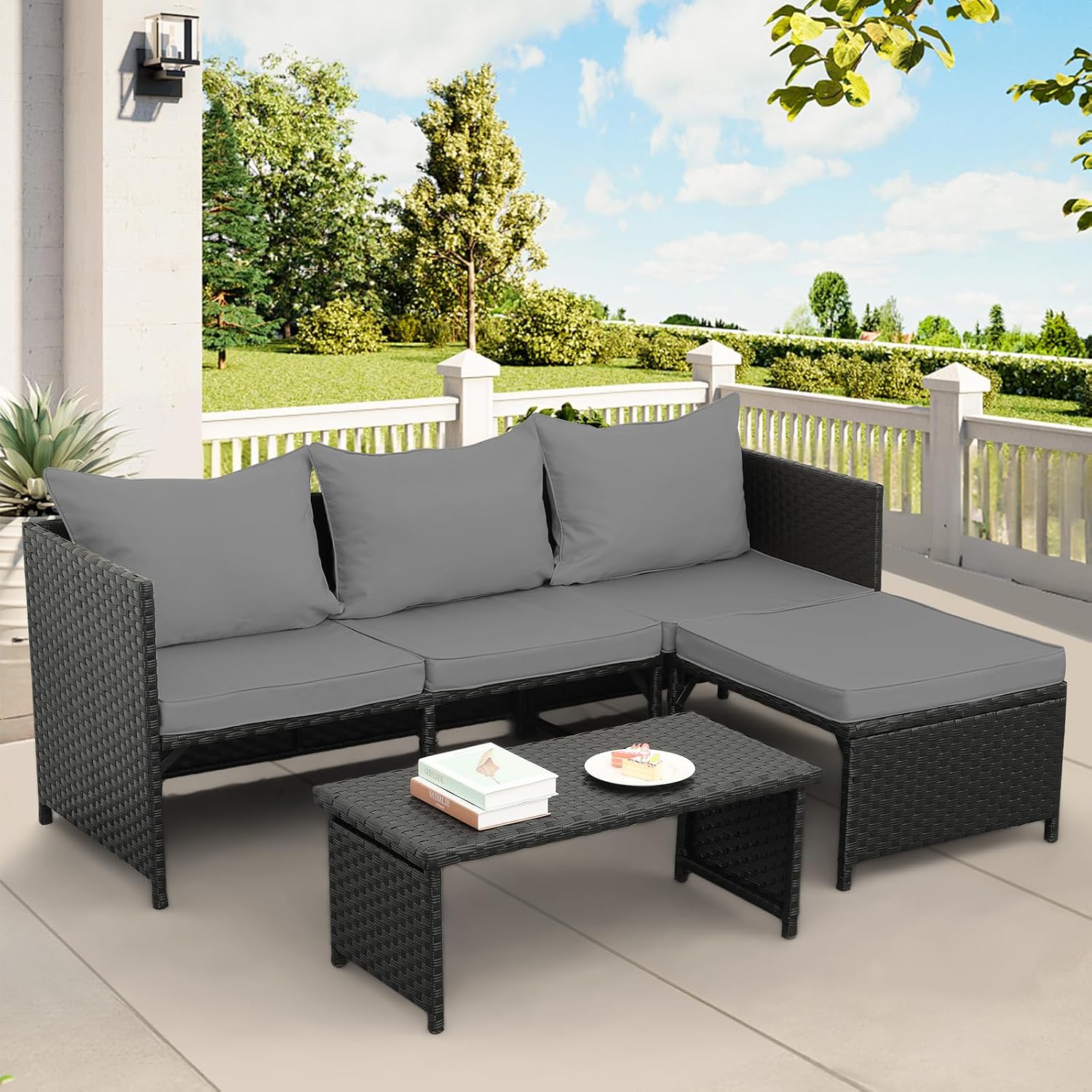 طقم أثاث خارجي من 3 قطع مصنوع  - مراجعة Outdoor Furniture Rattan وسعره
