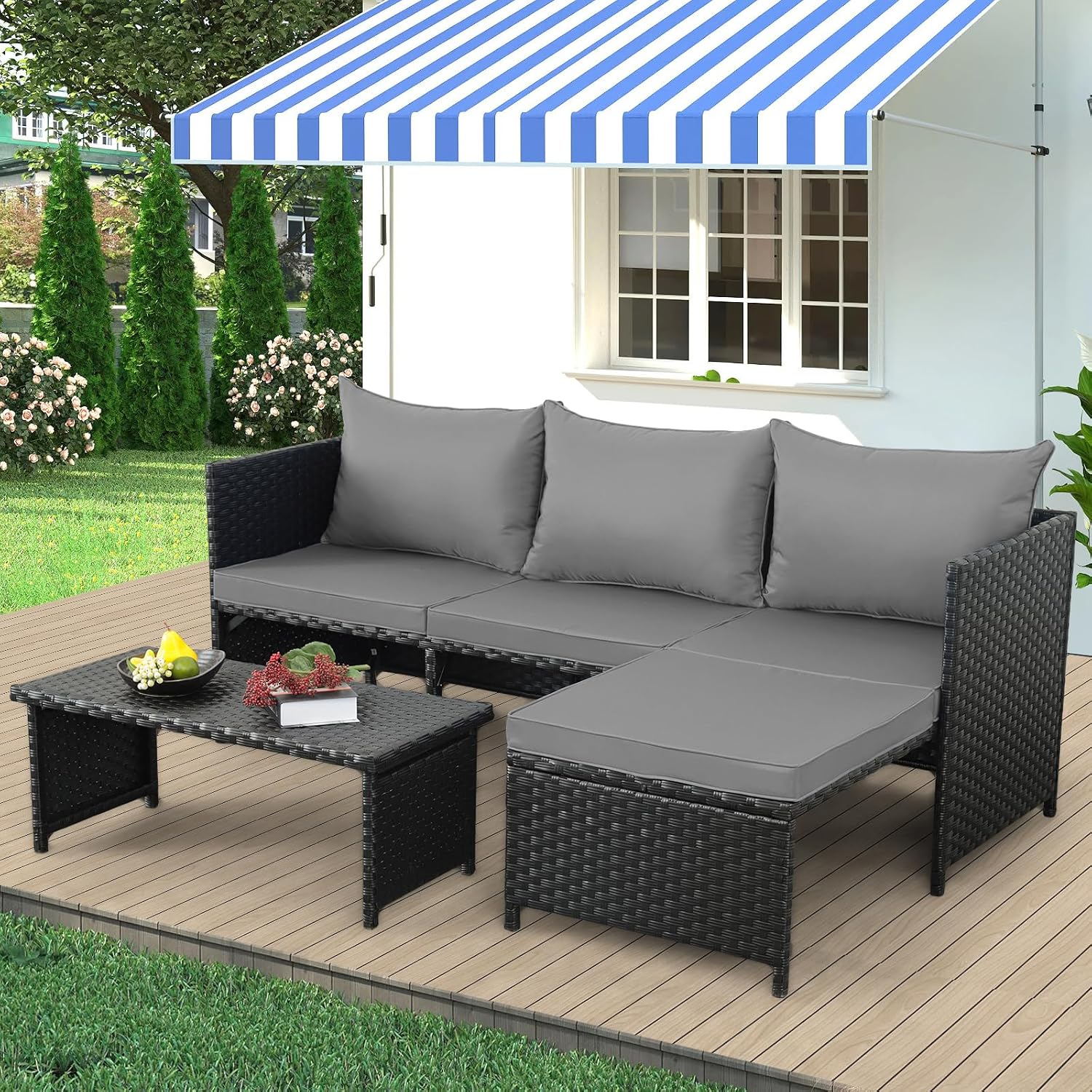 طقم أثاث خارجي من 3 قطع مصنوع  - مراجعة Outdoor Furniture Rattan وسعره
